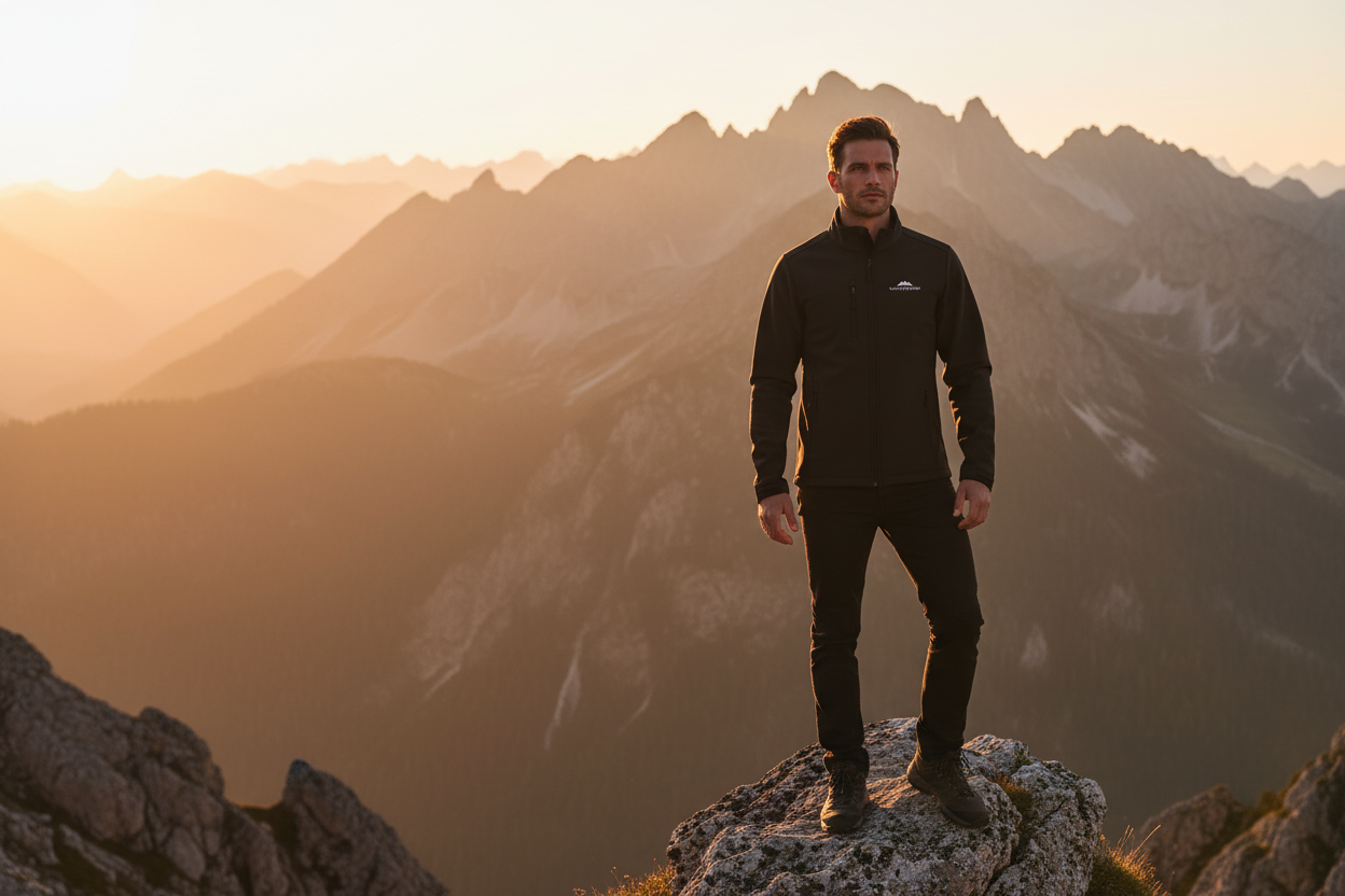 Lichtpfad-Unisex Softshell Jacke mit Stick