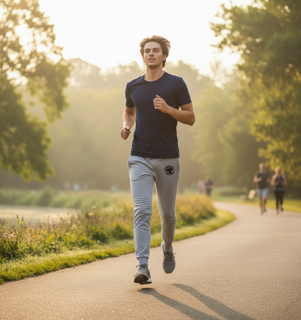 Lichtpfad-Urban Jogger Mit Stick