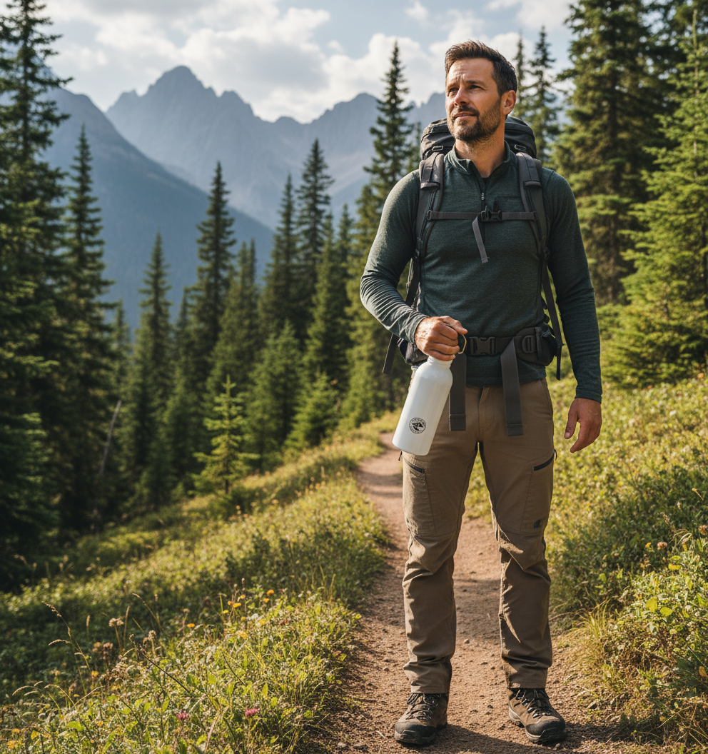 Lichtpfad-Edelstahl Trinkflasche  - Edelstahl Trinkflasche